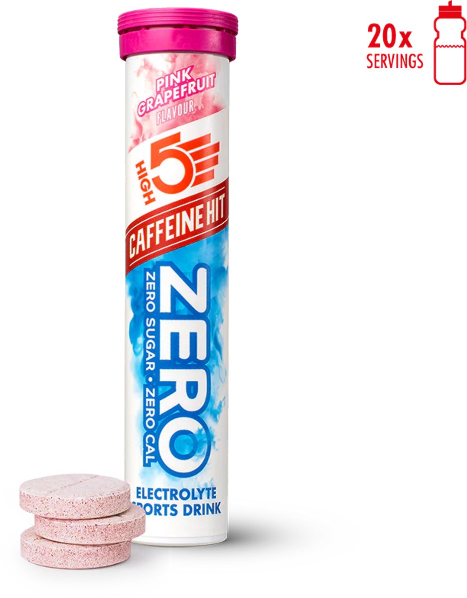 HIGH5 - ZERO Caffeine Hit - Suikervrije Elektrolyten Bruistabletten - Met Cafeïne & Roze Grapefruit Smaak - 1x20 Stuks - Voor Energie, Focus & Hydratatie