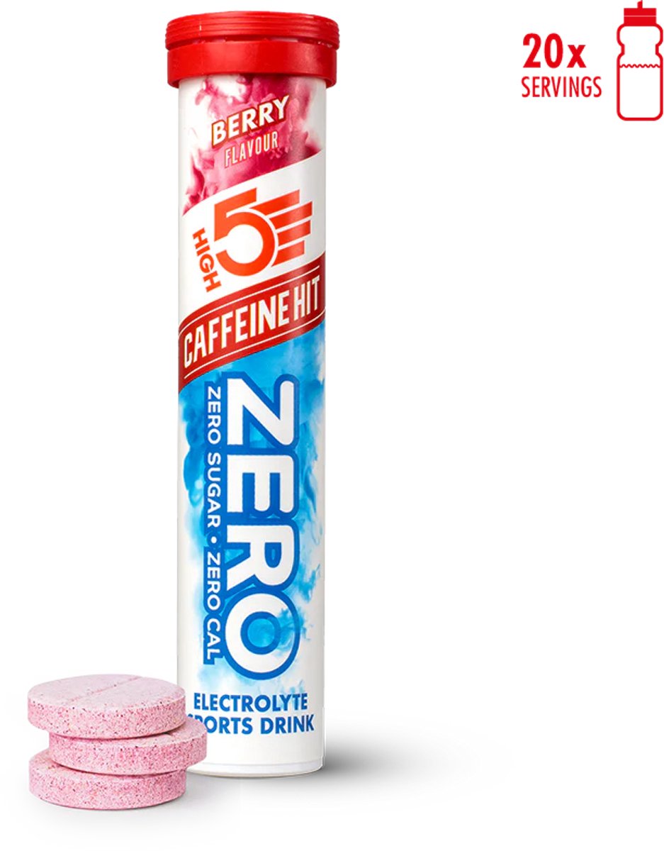 HIGH5 - ZERO Caffeine Hit - Suikervrije Elektrolyten Bruistabletten - Met Cafeïne & Verfrissende Bessen Smaak - 1x20 Stuks - Voor Energie & Hydratatie bij Sport