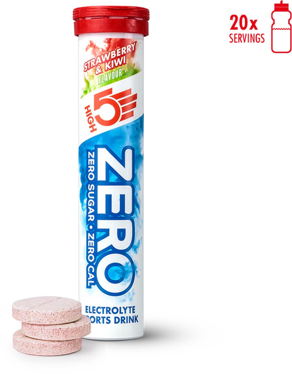 HIGH5 - ZERO Elektrolyten - Suikervrije Elektrolyten Bruistabletten - Caloriearm & Verfrissend - Aardbei & Kiwi Smaak - 1x20 Stuks - Voor Sport & Hydratatie