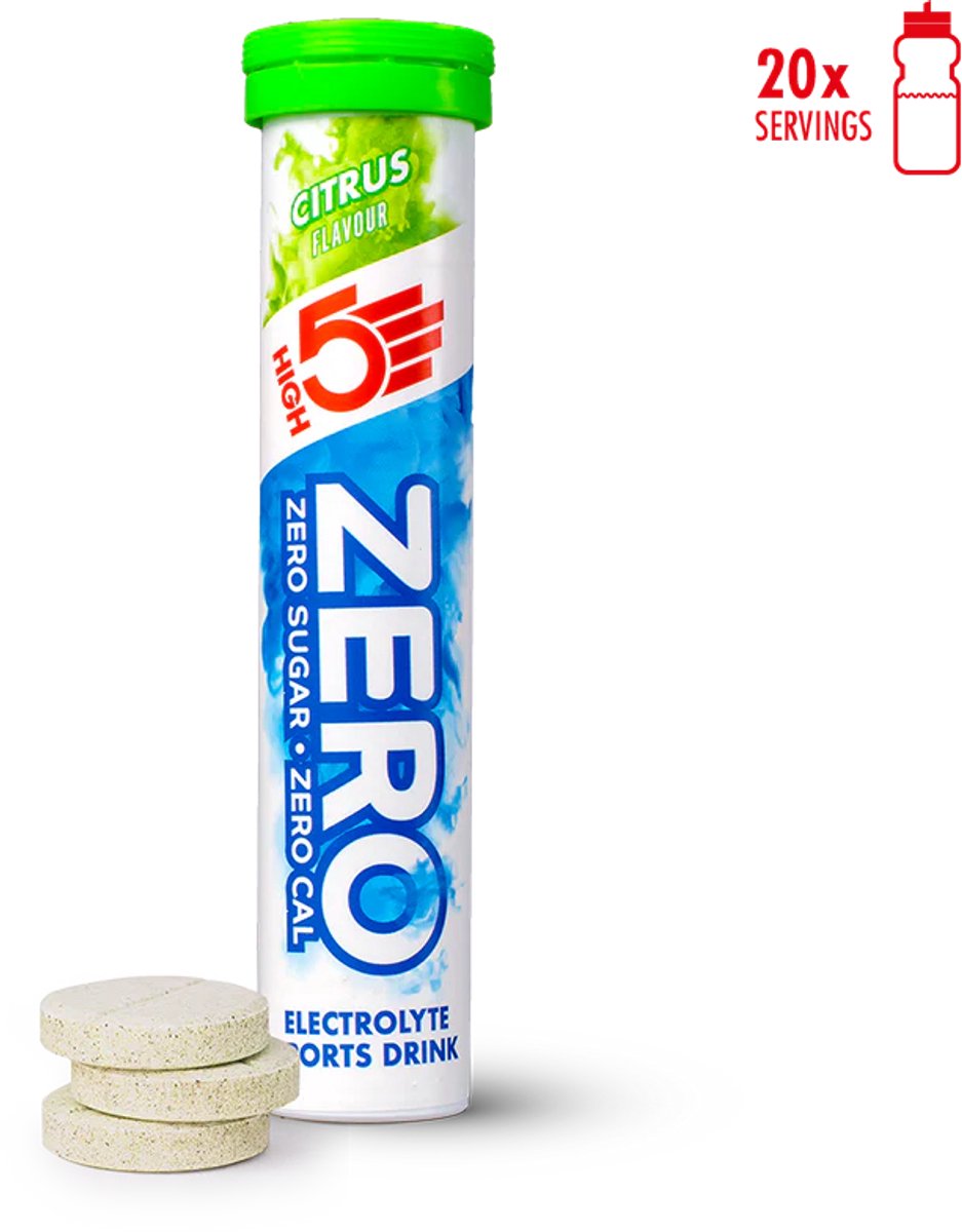 HIGH5 - ZERO Elektrolyten - Suikervrije Elektrolyten Bruistabletten - Caloriearm & Verfrissend - Citrus Smaak - 1x20 Stuks - Voor Sport & Hydratatie