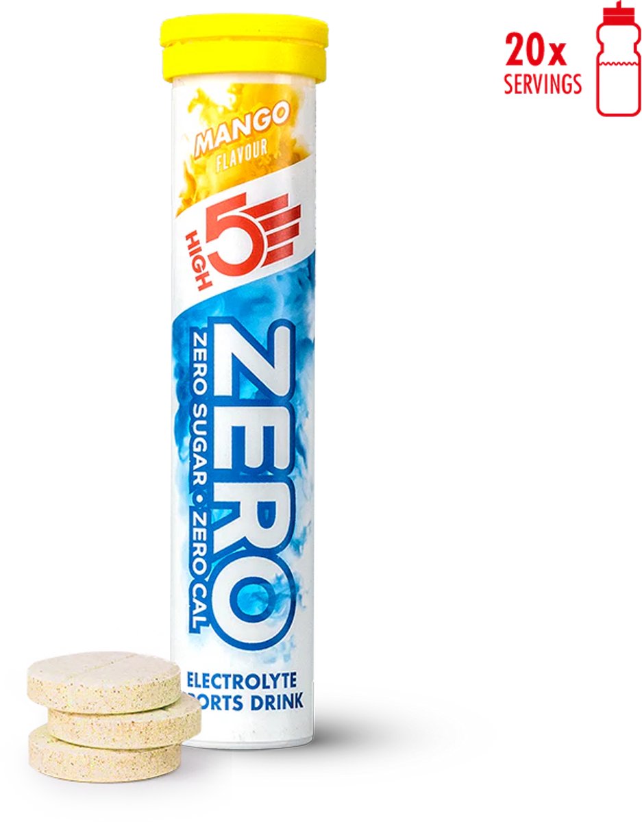 HIGH5 - ZERO Elektrolyten - Suikervrije Elektrolyten Bruistabletten - Caloriearm & Verfrissend - Mango Smaak - 1x20 Stuks - Voor Sport & Dagelijkse Hydratatie