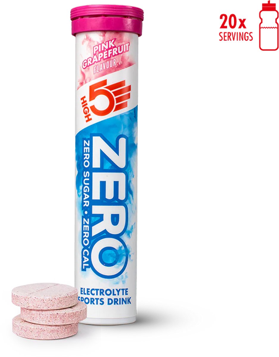 HIGH5 - ZERO Elektrolyten - Suikervrije Elektrolyten Bruistabletten - Caloriearm & Verfrissend - Roze Grapefruit Smaak - 1x20 Stuks - Voor Sport & Dagelijks Gebruik