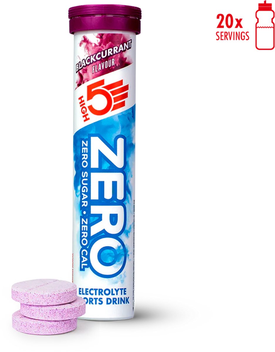 HIGH5 - ZERO Elektrolyten - Suikervrije Elektrolyten Bruistabletten - Caloriearm & Verfrissend - Zwarte Bes Smaak - 1x20 Stuks - Voor Hydratatie & Sportprestaties