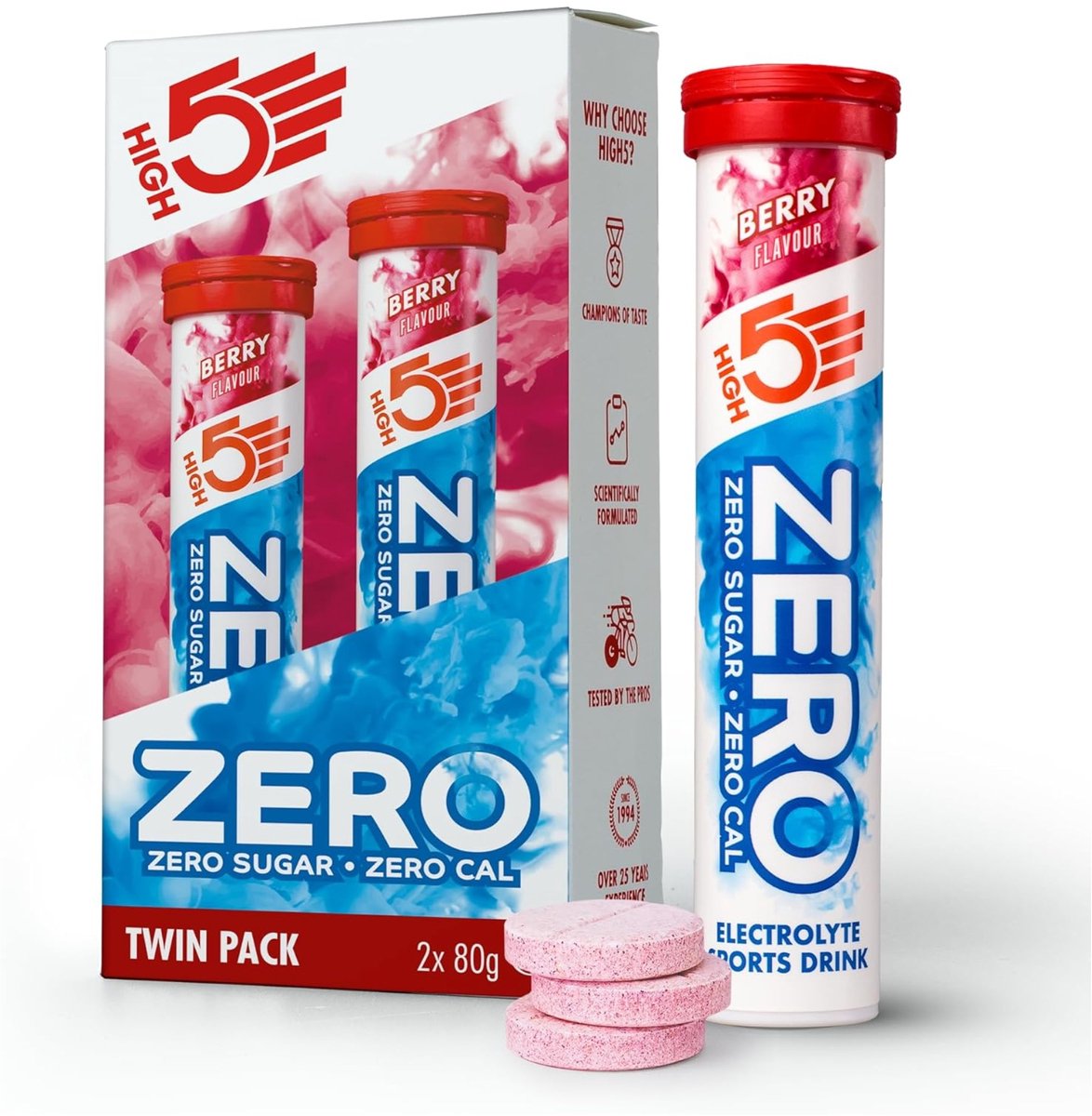 HIGH5 - ZERO Elektrolyten - Suikervrije Hydratatie Bruistabletten - Bessen Smaak - 2x20 Stuks - Met Elektrolyten voor Sport & Dagelijkse Hydratatie