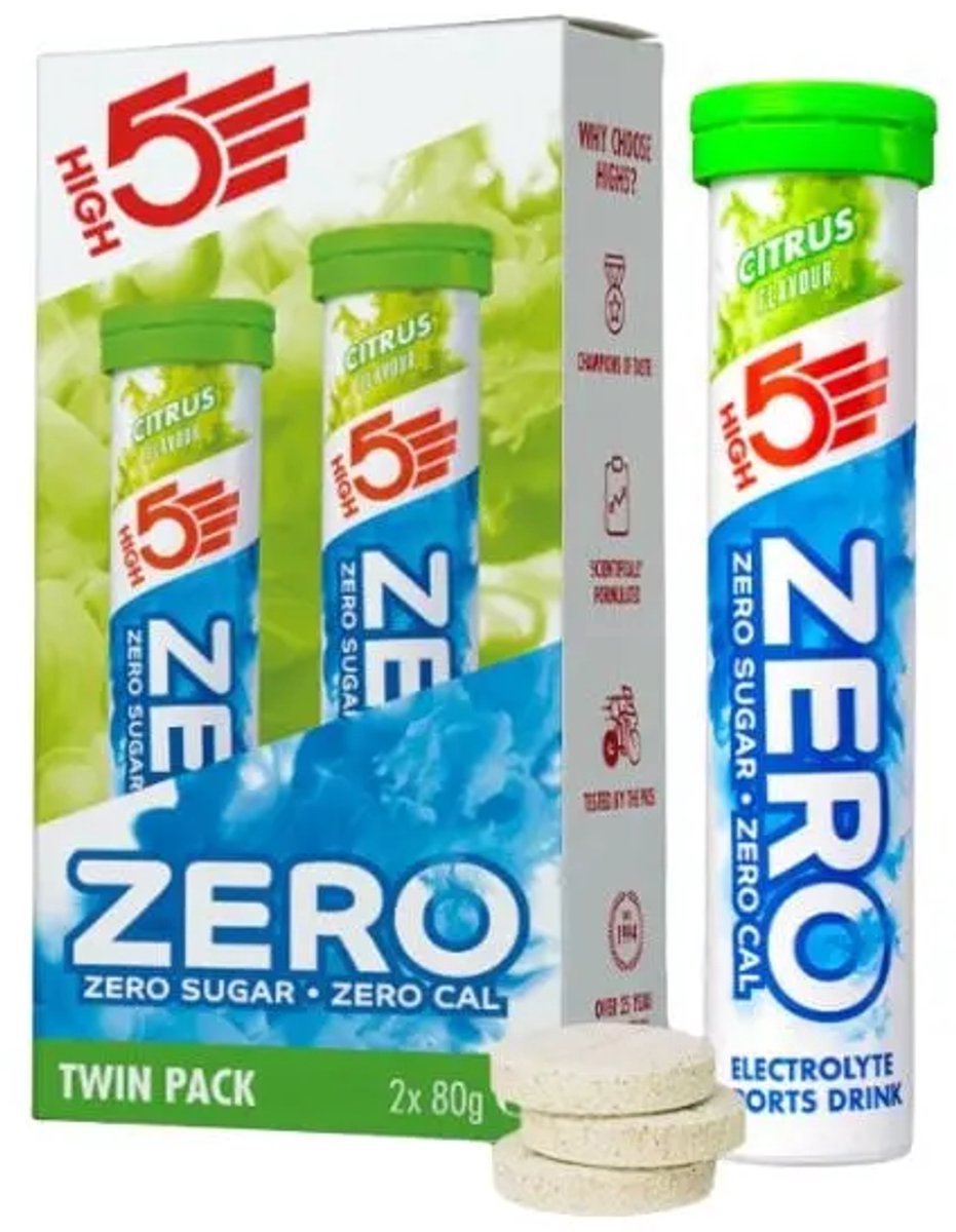 HIGH5 - ZERO Elektrolyten - Suikervrije Hydratatie Bruistabletten - Citrus Smaak - 2x20 Stuks - Met Elektrolyten voor Sport & Dagelijkse Hydratatie
