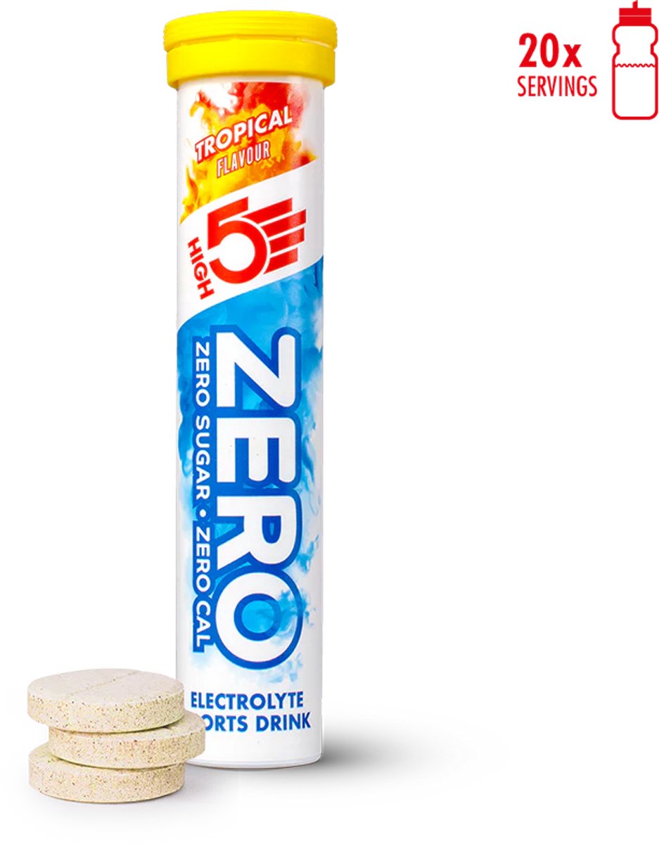 HIGH5 - ZERO Elektrolyten - Suikervrije Hydratatie Bruistabletten - Met Kalium, Calcium & Magnesium - Tropische Smaak - 1x20 Stuks - Ideaal voor Sport & Herstel