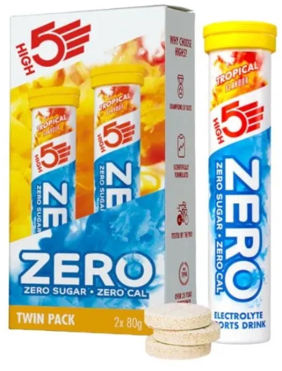 HIGH5 - ZERO Elektrolyten - Suikervrije Hydratatie Bruistabletten - Tropical Smaak - 2x20 Stuks - Met Elektrolyten voor Sport & Dagelijkse Hydratatie