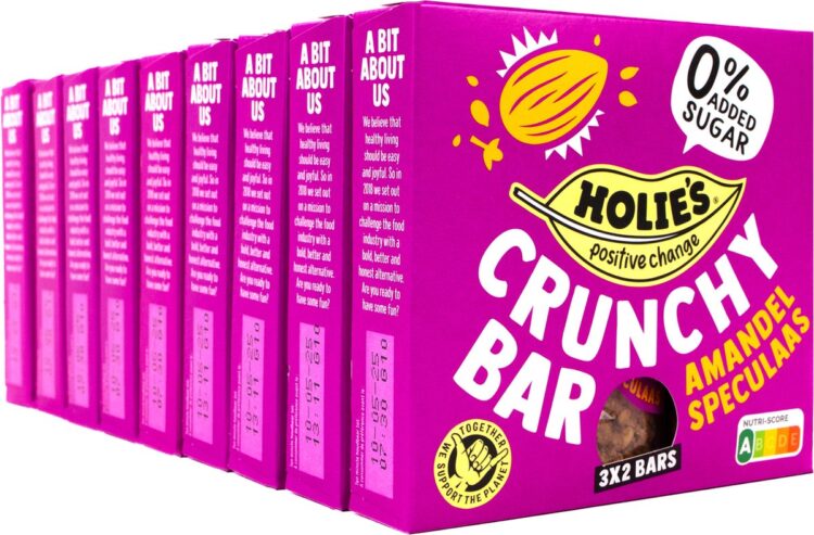 Holie's Crunchy Bar Amandel Speculaas 3x2 repen - reep - suikervrij - gezond - vegan - 9 pack