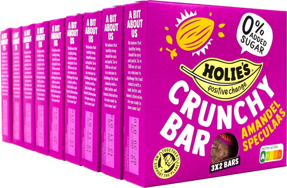 Holie's Crunchy Bar Amandel Speculaas 3x2 repen - reep - suikervrij - gezond - vegan - 9 pack
