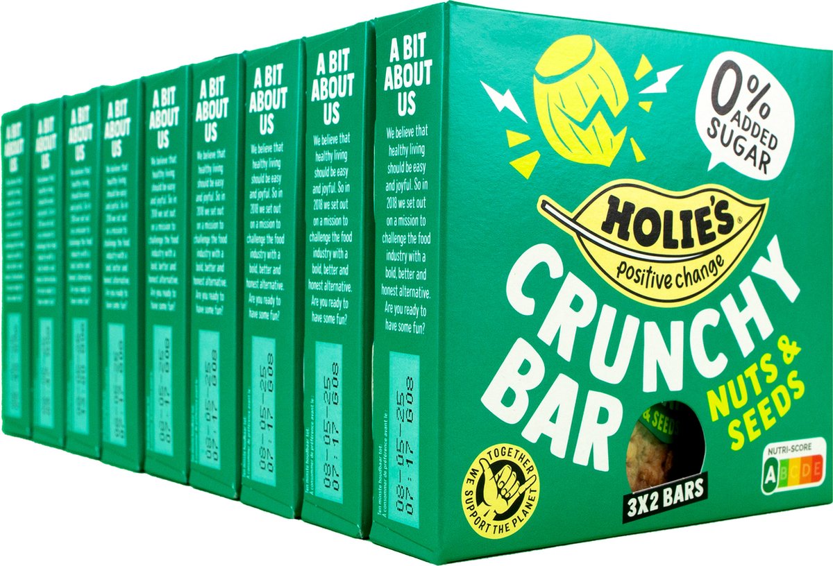 Holie's Crunchy Bar Nuts & Seeds 3x2 repen - reep - suikervrij - gezond - vegan - 9 pack