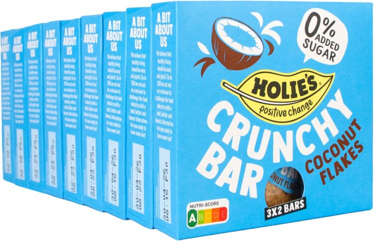 Holie's Crunchy Coconut Flakes 3x2 repen - reep - suikervrij - gezond - vegan - 9 pack