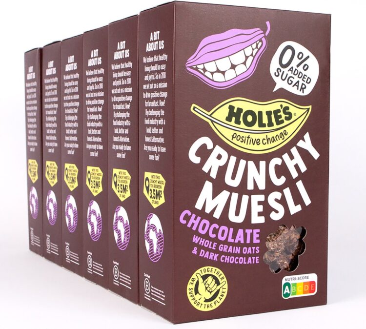 Holie's Crunchy Muesli Chocolate 6x 400gr - ontbijtgranen - suikervrij - gezond - vegan