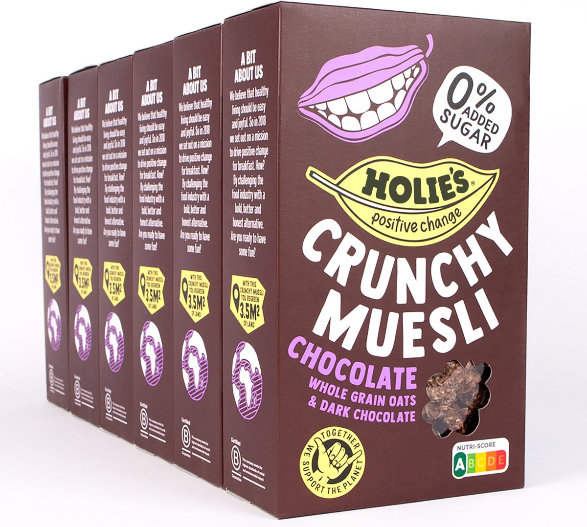 Holie's Crunchy Muesli Chocolate 6x 400gr - ontbijtgranen - suikervrij - gezond - vegan