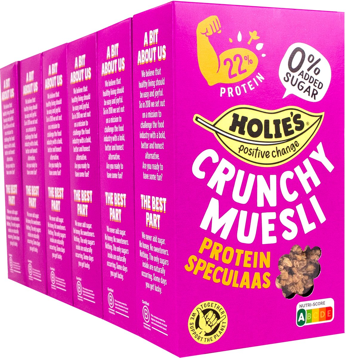 Holie's Crunchy Muesli Protein Speculaas 6x 400gr - ontbijtgranen - suikervrij - gezond - vegan
