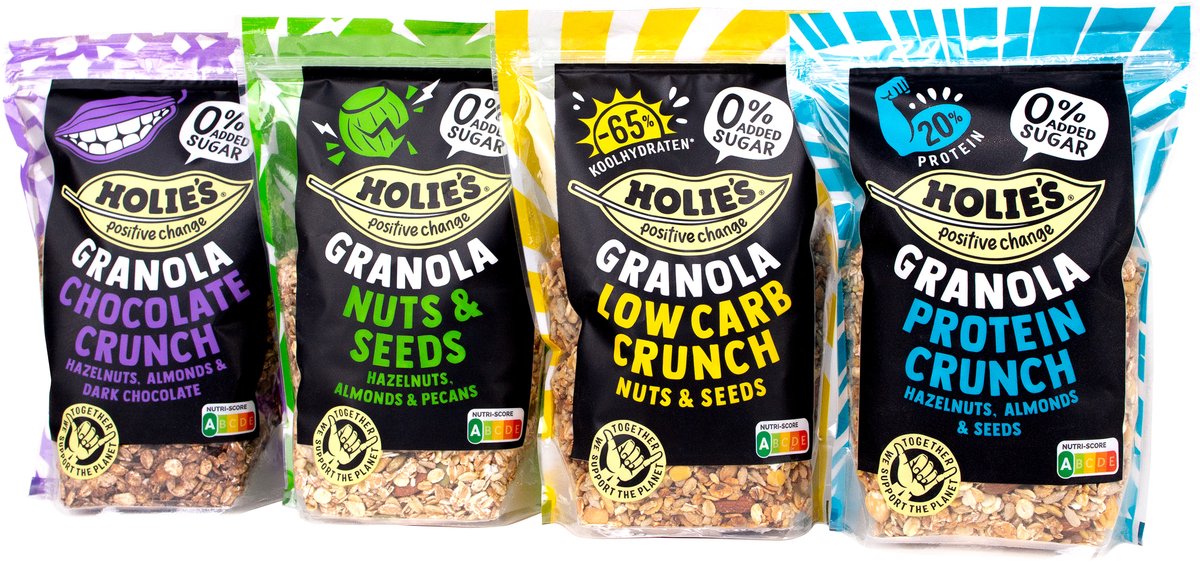 Holie's Granola Mixdoos 4x 350gr - ontbijtgranen - suikervrij - gezond - vegan