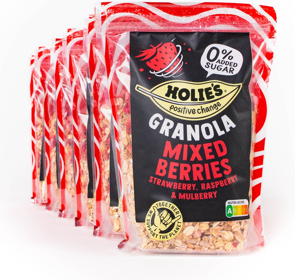 Holie's Granola Mixed Berries 6x 350gr - ontbijtgranen - suikervrij - gezond - vegan