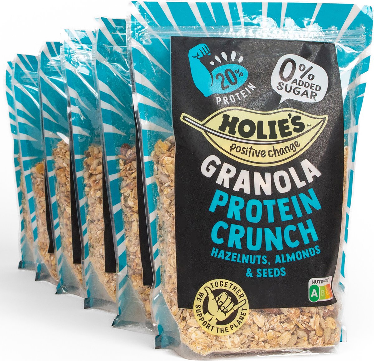 Holie's Granola protein crunch 6x 350gr - ontbijtgranen - suikervrij - eiwit - gezond - vegan
