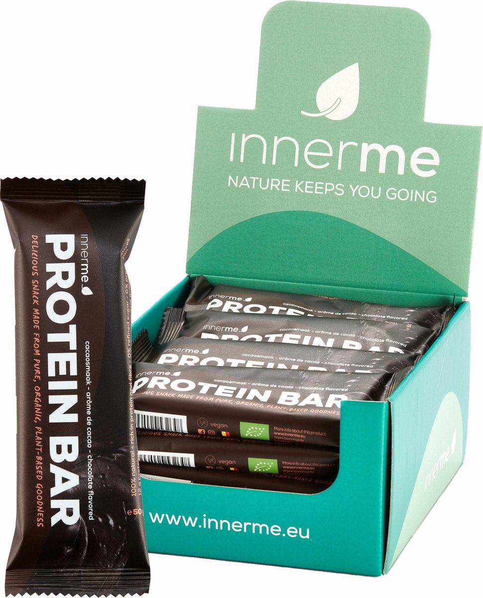 Innerme® Protein Bar 'Chocolate' - Bio & Vegan Proteine reep - 20 eiwitrepen 50 g - Proteine Repen