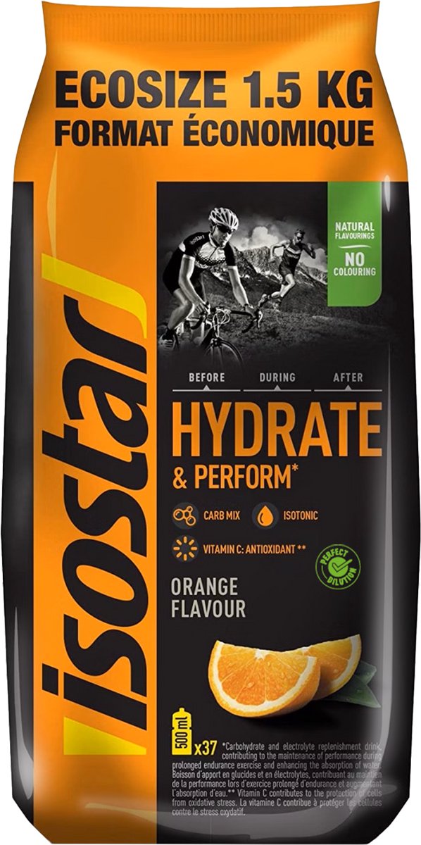 Isostar Energiedranken - Hydrate&Perform - Ecopack - Sinaasappel - 1,5 kg
