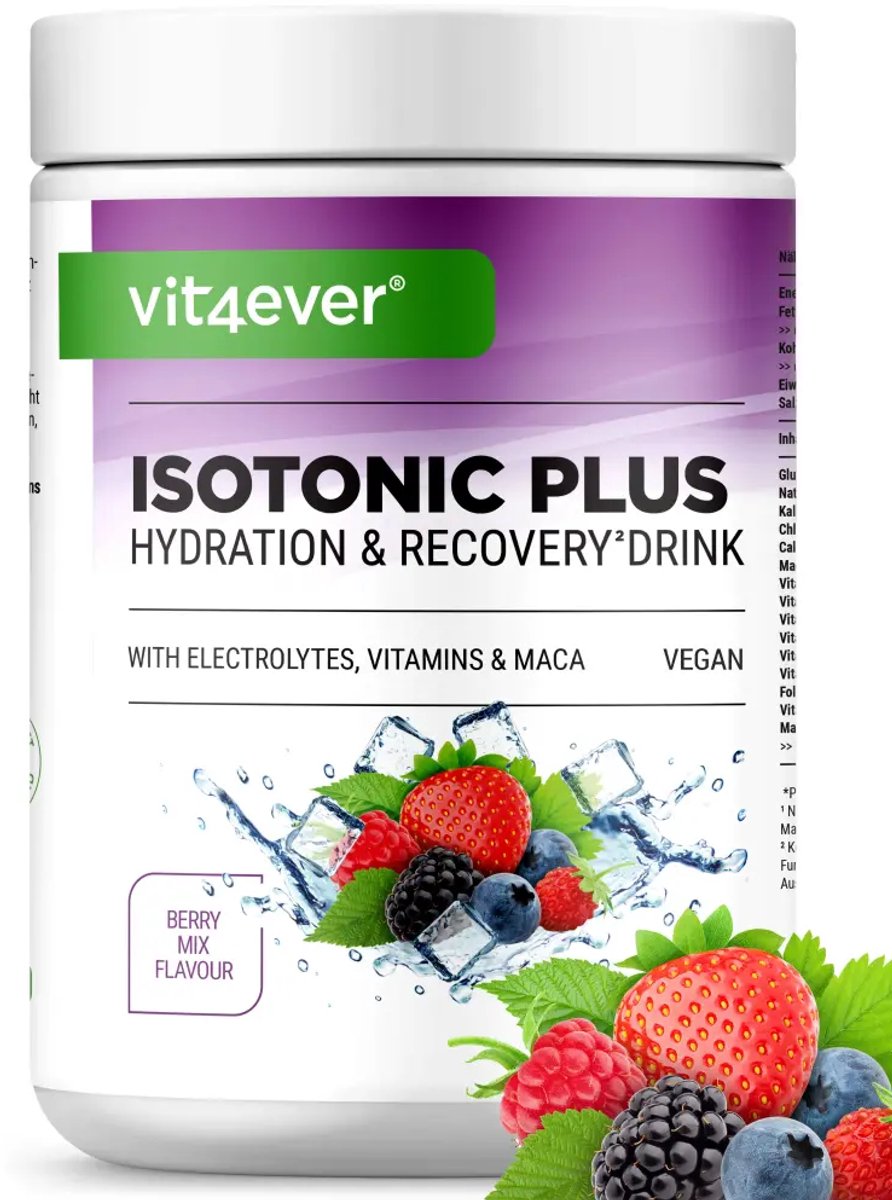 Isotonic Plus - Isotone Sportdrank - Bessenmix Smaak - Met Elektrolyten & Maca - Voor Hydratatie & Herstel - Vit4ever