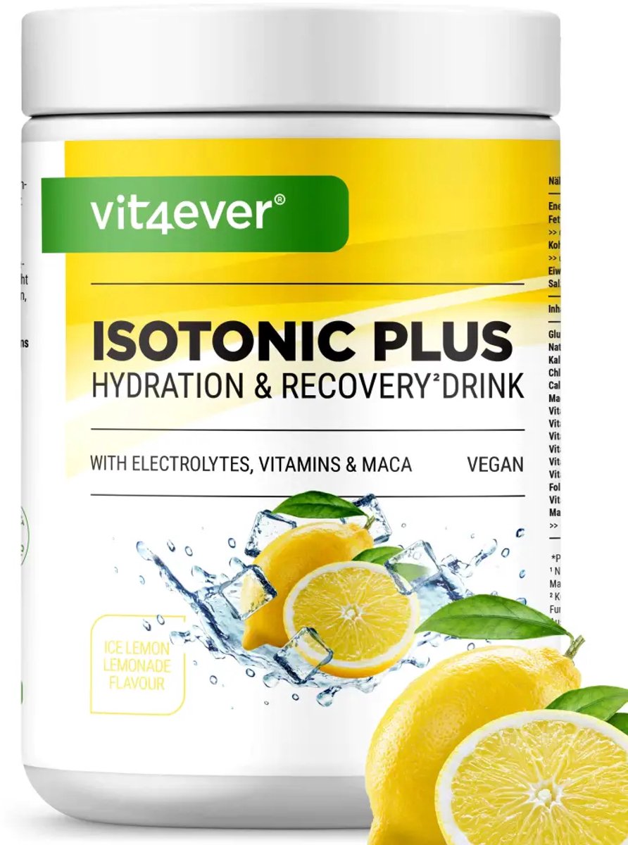 Isotonic Plus - Isotone Sportdrank - Citroenlimonade Smaak - Met Elektrolyten & Maca - Voor Hydratatie & Herstel - Vit4ever