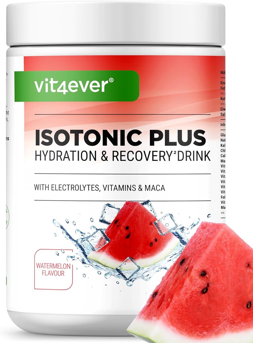 Isotonic Plus - Isotone Sportdrank - Watermeloen Smaak - Met Elektrolyten & Maca - Voor Hydratatie & Herstel - Vit4ever