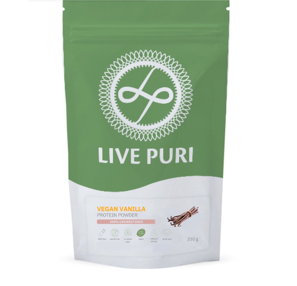 Live Puri Vegan Vanille Ongezoet Eiwitpoeder - Suikervrij en ongezoete eiwitshake - Plantaardig - Heerlijk - Lost perfect op - Lactosevrij
