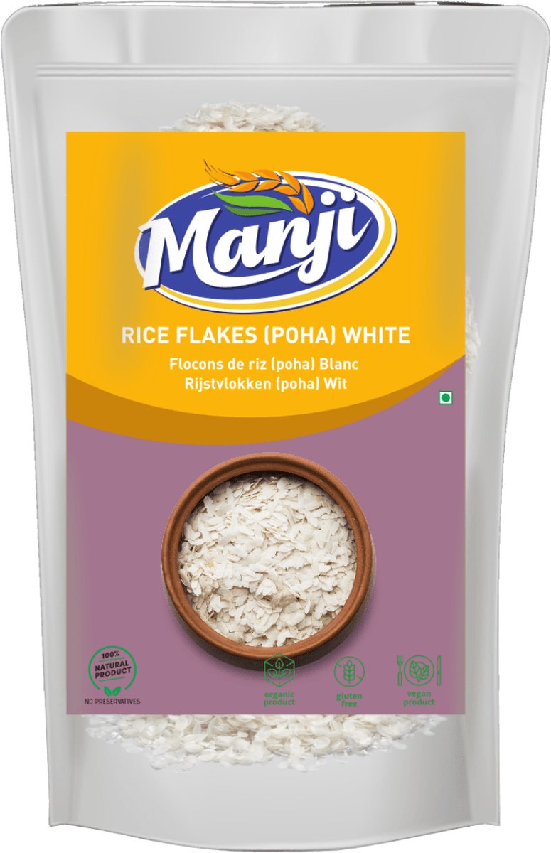 Manji - Witte Rijstvlokken (Poha) - 3x 200 g