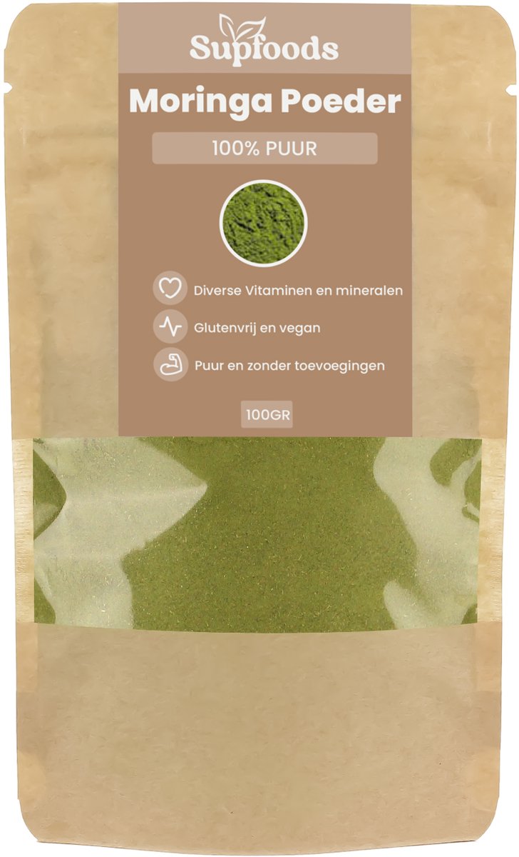 Moringa Poeder 100% Puur - 100 gram - Bevat Vitaminen en Mineralen - Moringa Poeder is Ideaal voor Smoothies, Yoghurt en Moringa Thee - Moringa Oleifera