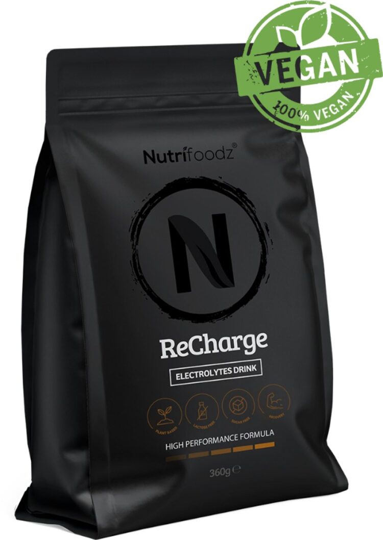 Nutrifoodz - ReCharge - Elektrolyten - Electrolytes Drink - 360g poeder - 30 porties - mix van aminozuren en elektrolyten - Hydratatie - Suikervrij / Zonder Suiker - Electrolites - Electrolyte - Vegan