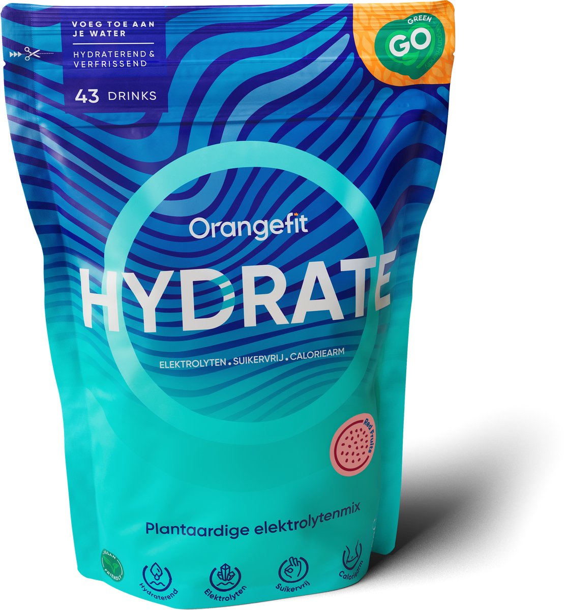 Orangefit Hydrate Elektrolytenpoeder - 300gr (40 porties) - Sportwater Met Red Fruit - BCAA & Elektrolytes - Sportdrank Poeder