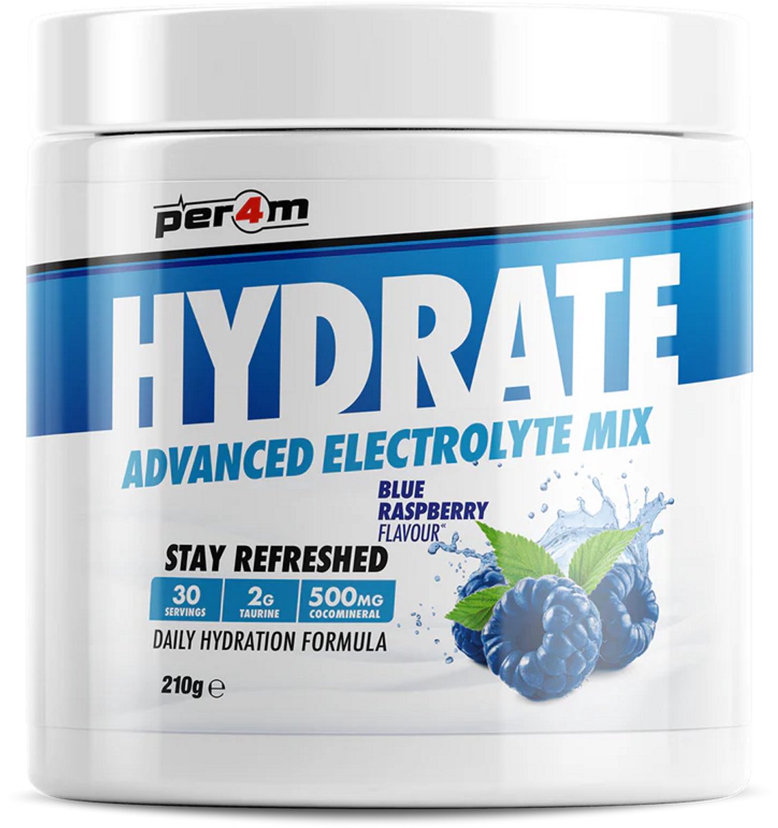 Per4m - Hydrate - Advanced Electrolyte Mix - Blue Raspberry - 30 servings - Elektrolyten - Electrolytes - Elektrolyten poeder - Sportdrank - Sportdrank poeder - Taurine