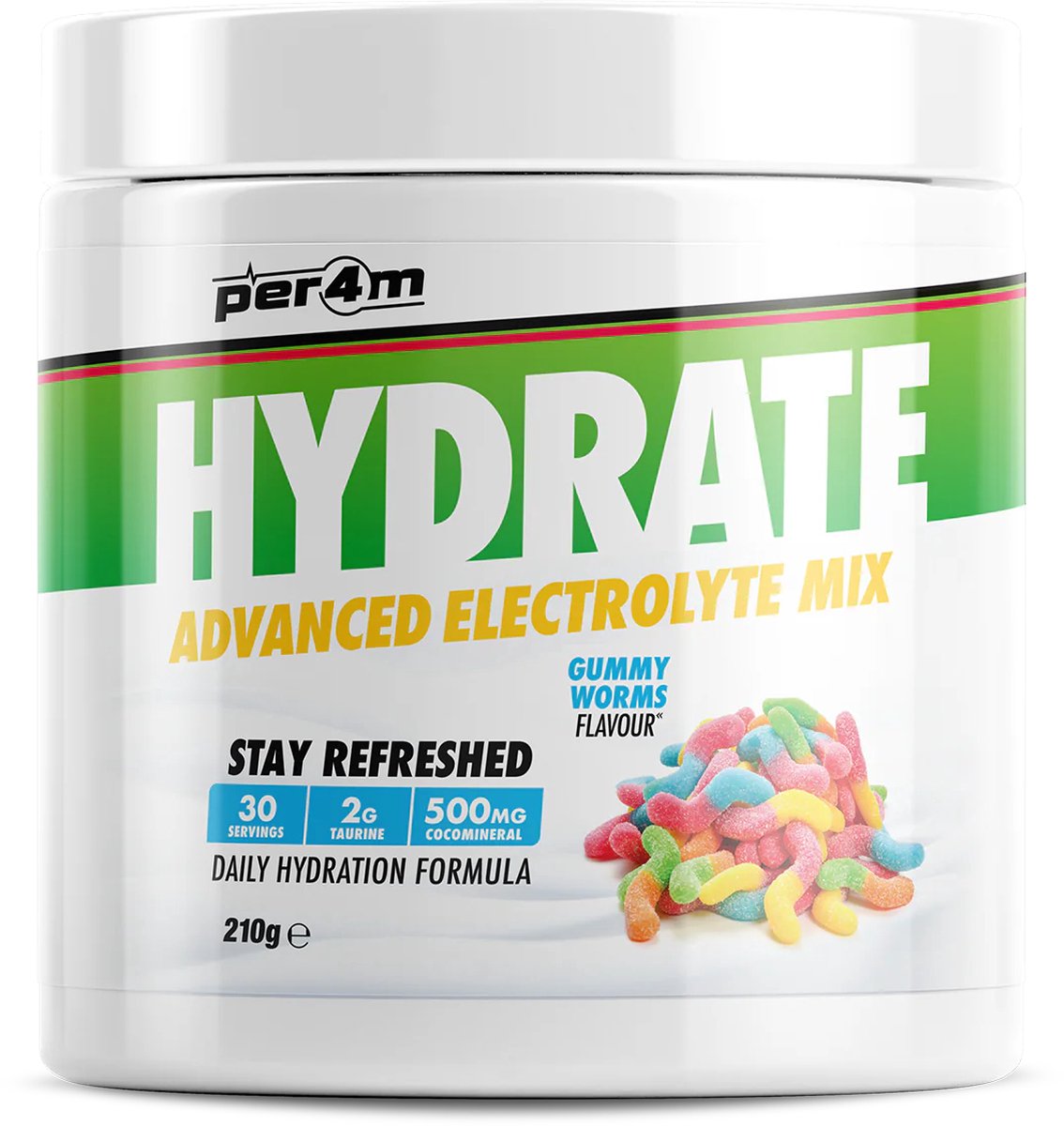 Per4m - Hydrate - Advanced Electrolyte Mix - Gummy Worms - 30 servings - Elektrolyten - Electrolytes - Elektrolyten poeder - Sportdrank - Sportdrank poeder - Taurine
