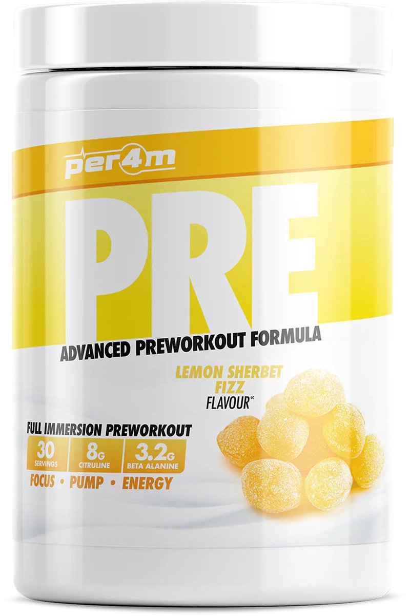 Per4m - Pre Workout Stim - 570g - Lemon Sherbet Fizz - pre-workout - preworkout - sportvoeding - fitness - krachttraining