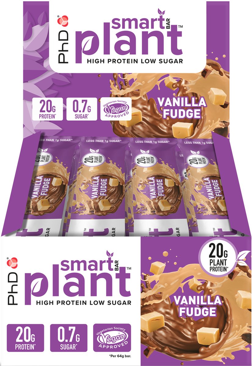 PhD Smart Bar Plant (12x64g) Vanilla Fudge - Repen - Eiwit Repen