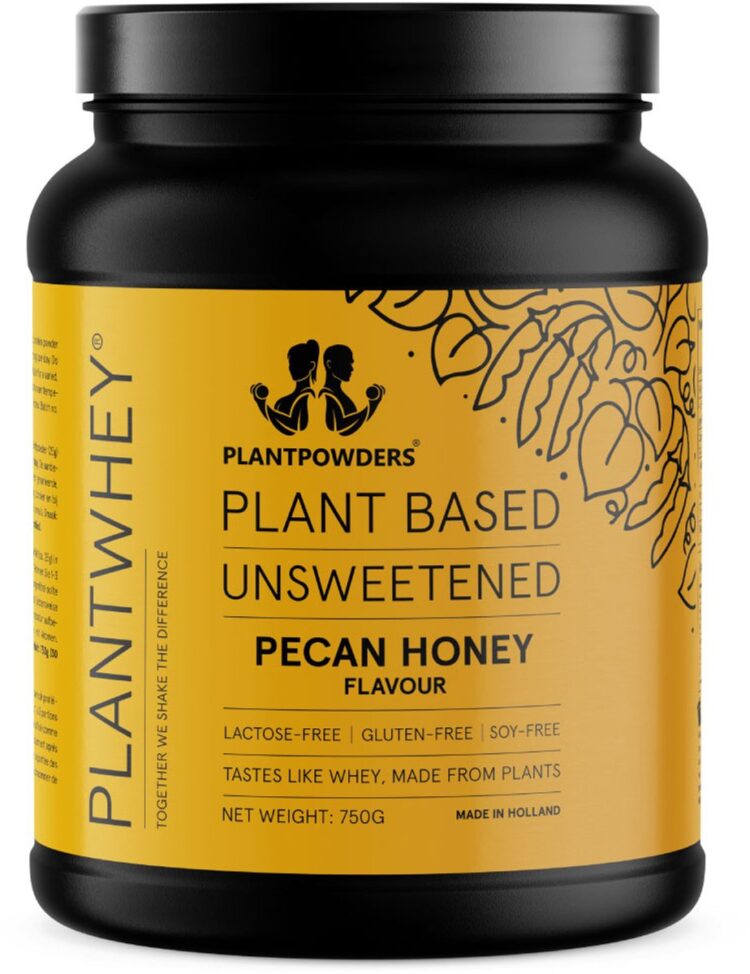 Plantpowders - Plantwhey® Ongezoet - S'Werelds Eerste Plantaardige Eiwitshake Zonder Zandsmaak! - Lactosevrij - Proteïne Poeder - Eiwitpoeder - Vegan Proteïne Shake - Pecan Honing - 750 gram (30 shakes)