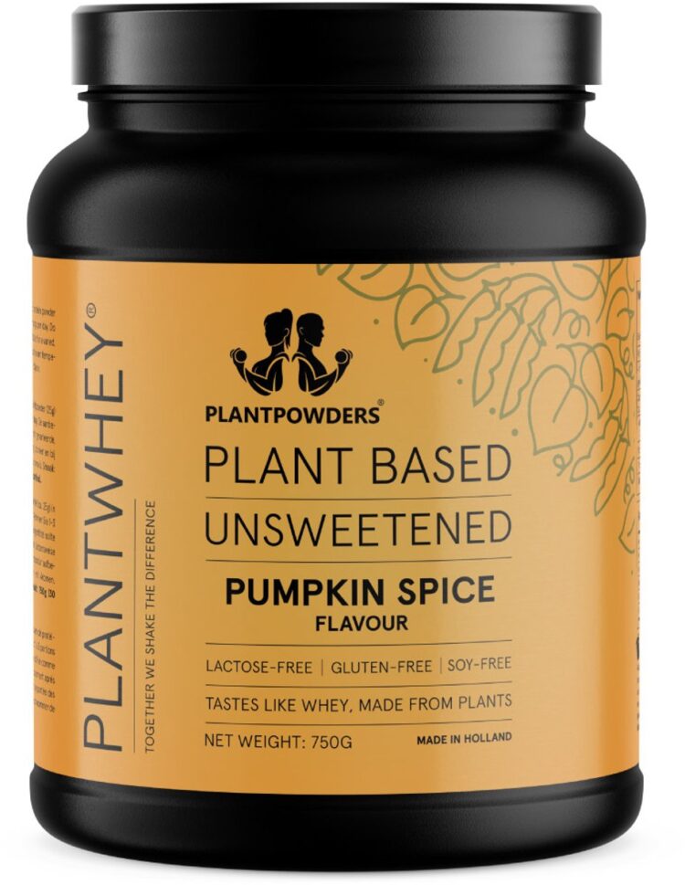 Plantpowders - Plantwhey® Ongezoet - S'Werelds Eerste Plantaardige Eiwitshake Zonder Zandsmaak! - Lactosevrij - Proteïne Poeder - Eiwitpoeder - Vegan Proteïne Shake - Pumpkin Spice - 750 gram (30 shakes)