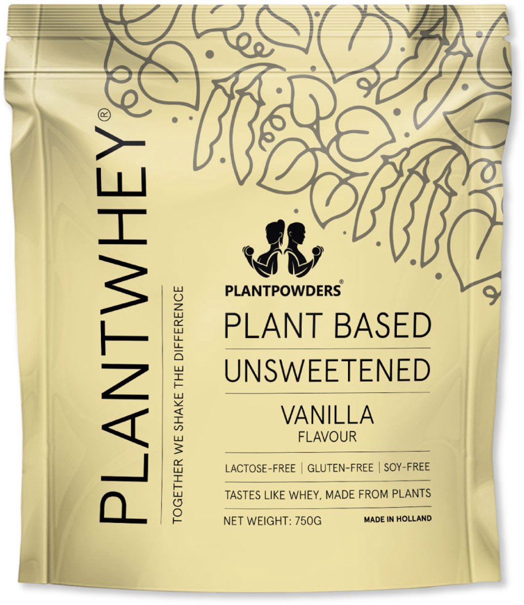 Plantpowders - Plantwhey® Ongezoet - S'Werelds Eerste Plantaardige Eiwitshake Zonder Zandsmaak! - Lactosevrij - Proteïne Poeder - Eiwitpoeder - Vegan Proteïne Shake - Vanille - 750 gram (30 shakes)