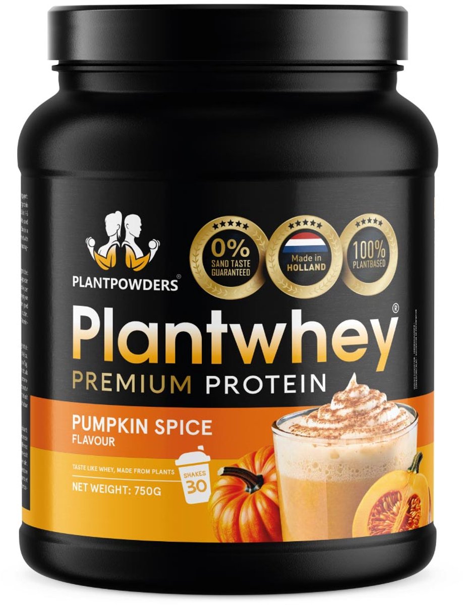 Plantpowders - Plantwhey® - S'Werelds Eerste Plantaardige Eiwitshake Zonder Zandsmaak! - Lactosevrij - Proteïne Poeder - Eiwitpoeder - Vegan Proteïne Shake - Pumpkin Spice - 750 gram (30 shakes)