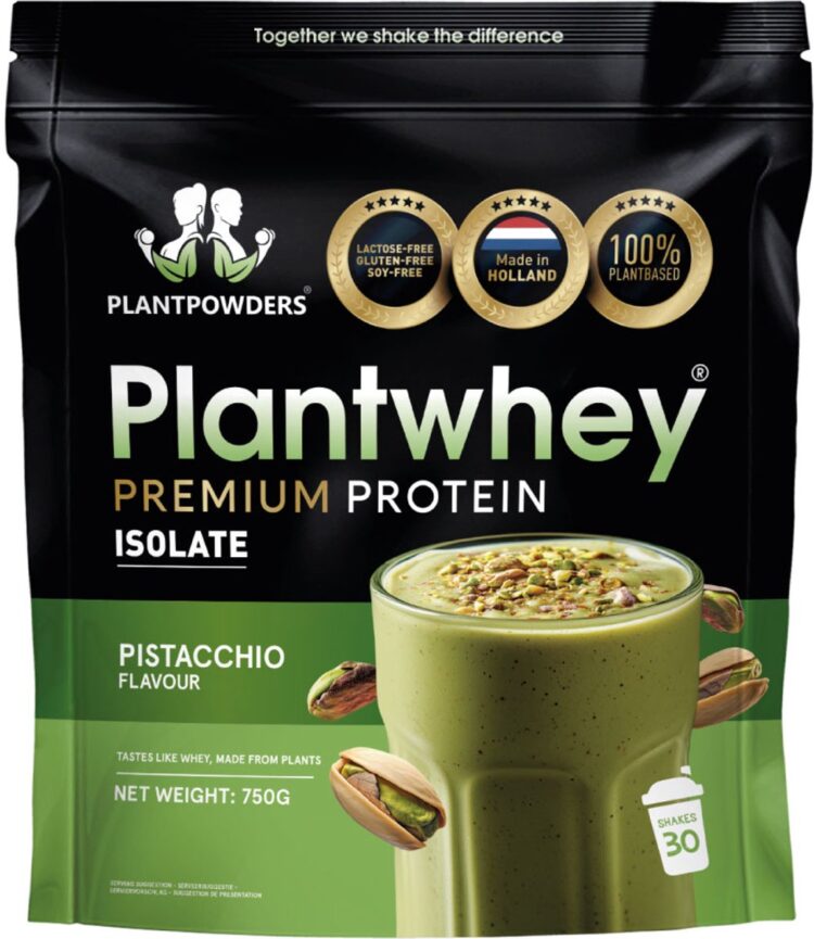 Plantpowders - Plantwhey® - S'Werelds Eerste Plantaardige Eiwitshake Zonder Zandsmaak! - Lactosevrij - Proteïne Poeder - Eiwitpoeder - Vegan Proteïne Shake - Pistache - 750 gram (30 shakes)