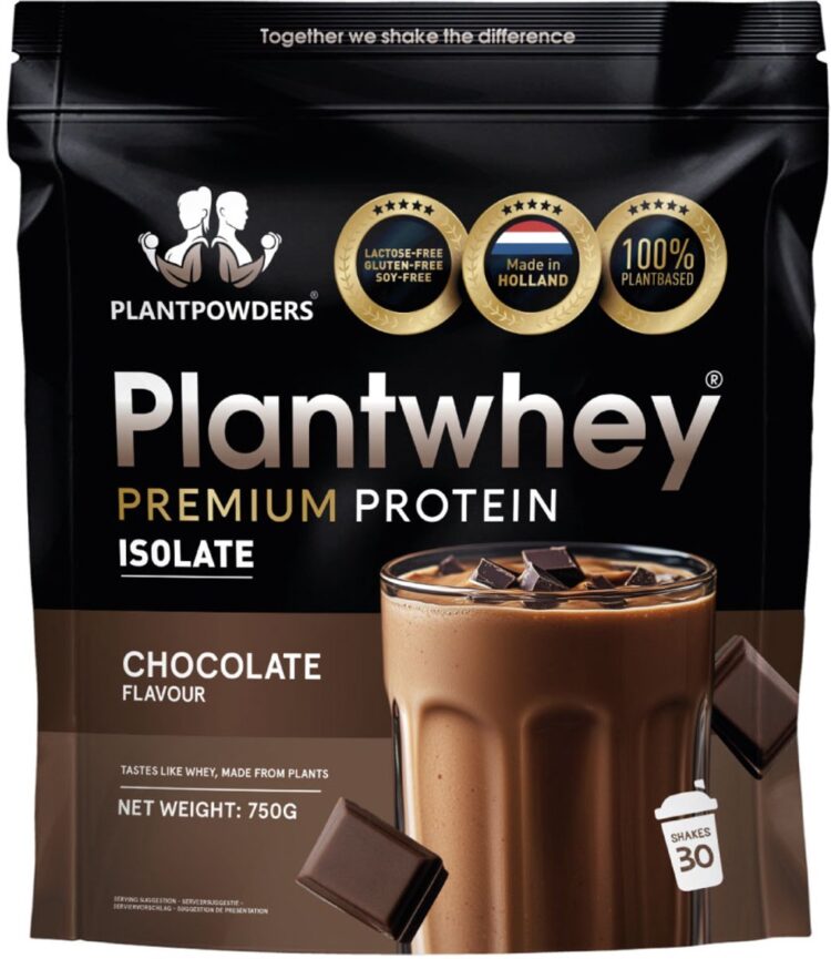 Plantpowders - Plantwhey® - S'Werelds Eerste Plantaardige Eiwitshake Zonder Zandsmaak! - Lactosevrij - Proteïne Poeder - Eiwitpoeder - Vegan Proteïne Shake - Chocolade - 750 gram (30 shakes)