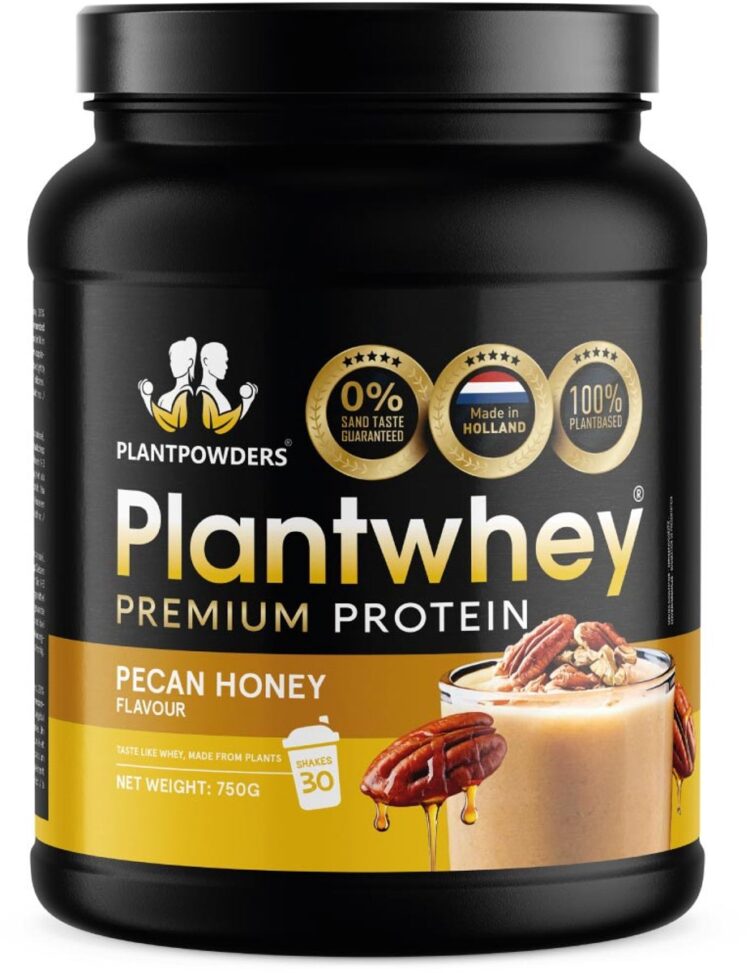 Plantpowders - Plantwhey® - S'Werelds Eerste Plantaardige Eiwitshake Zonder Zandsmaak! - Lactosevrij - Proteïne Poeder - Eiwitpoeder - Vegan Proteïne Shake - Pecan Honing - 750 gram (30 shakes)