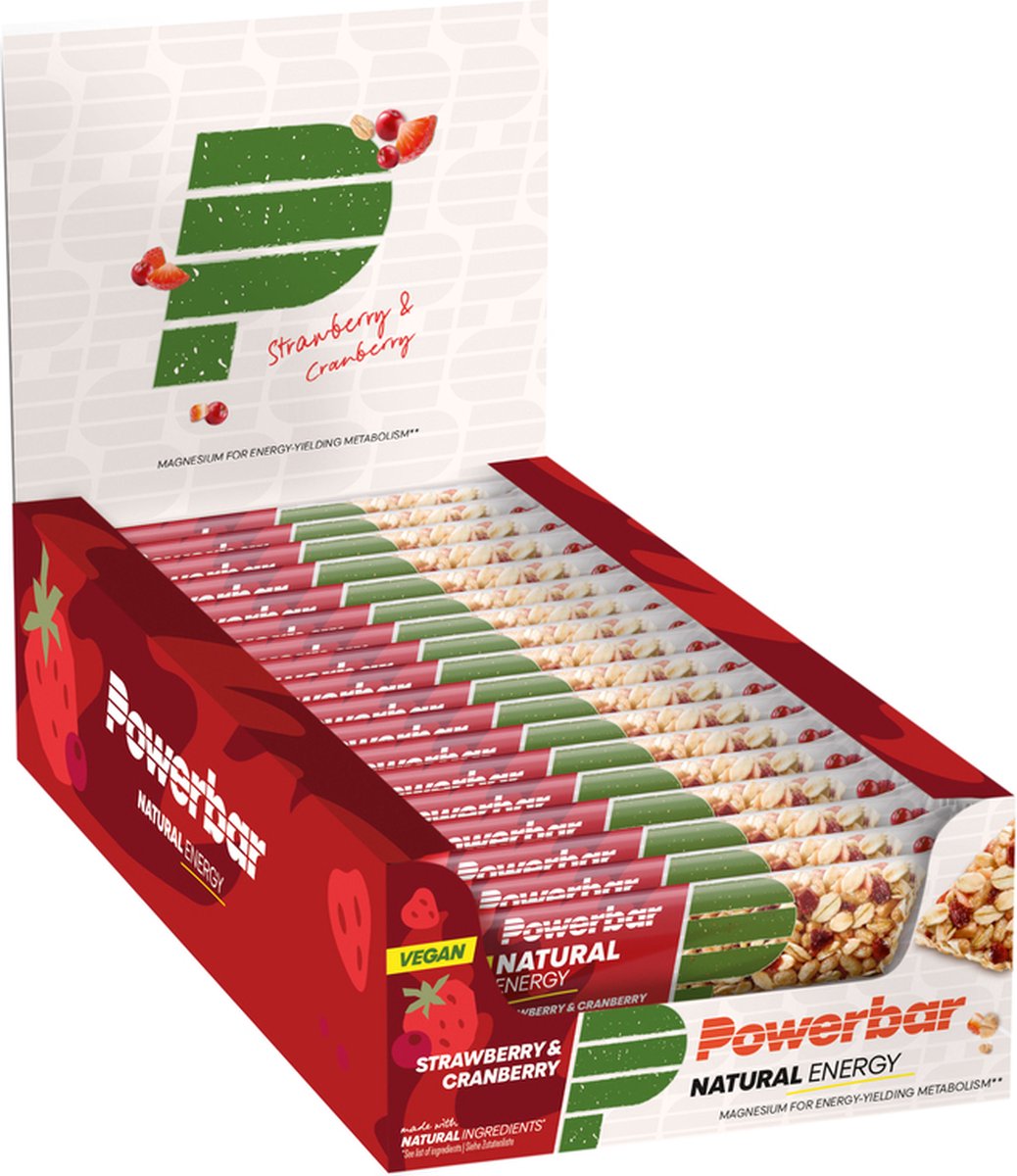 Powerbar Vegan energiereep | Natural Energy Bar | Strawberry & Cranberry 18x40g