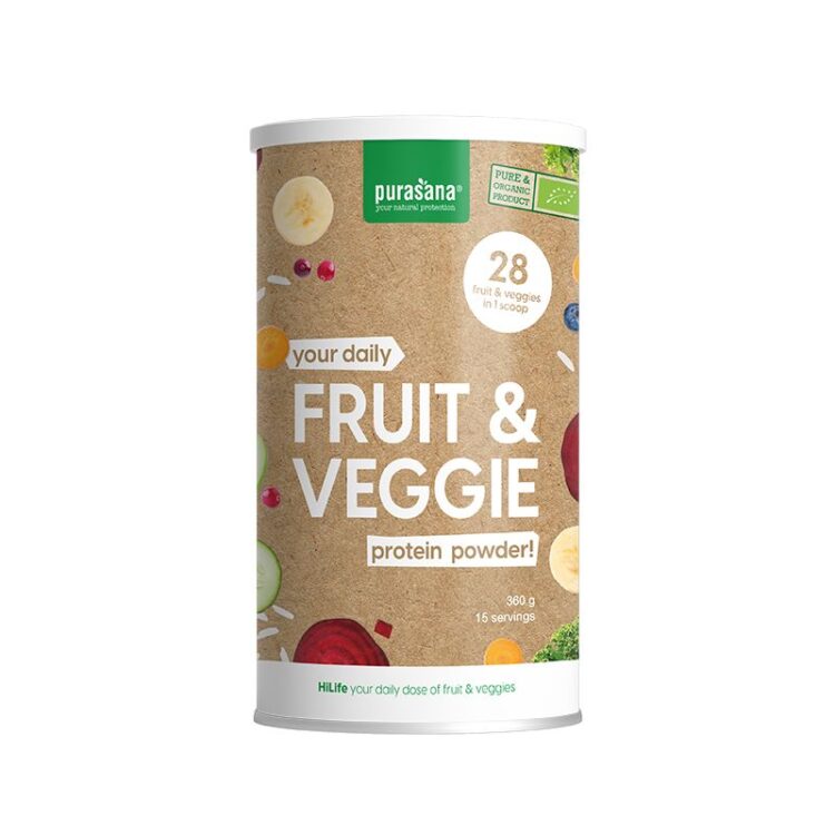 Purasana Fruit& Veggie proteine poeder vegan bio 360 gram
