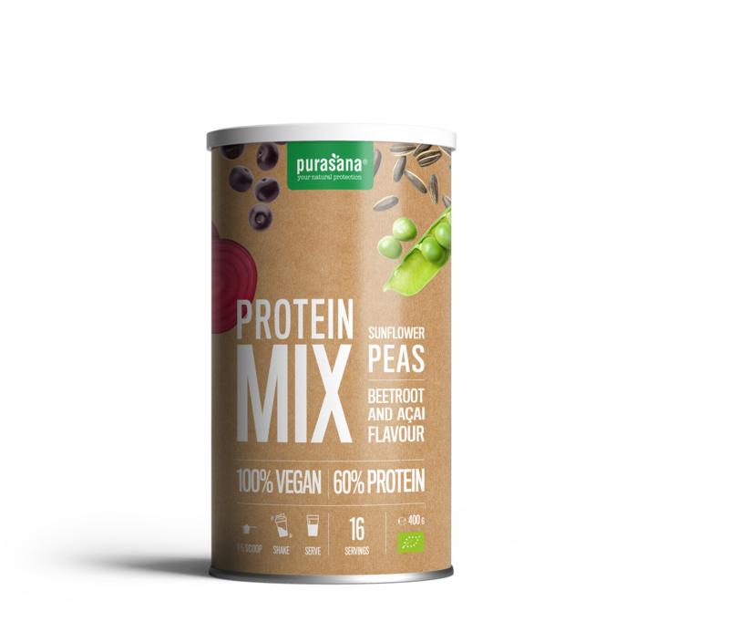 Purasana Protein mix pea sunflower beetroot acai vegan bio 400 gram