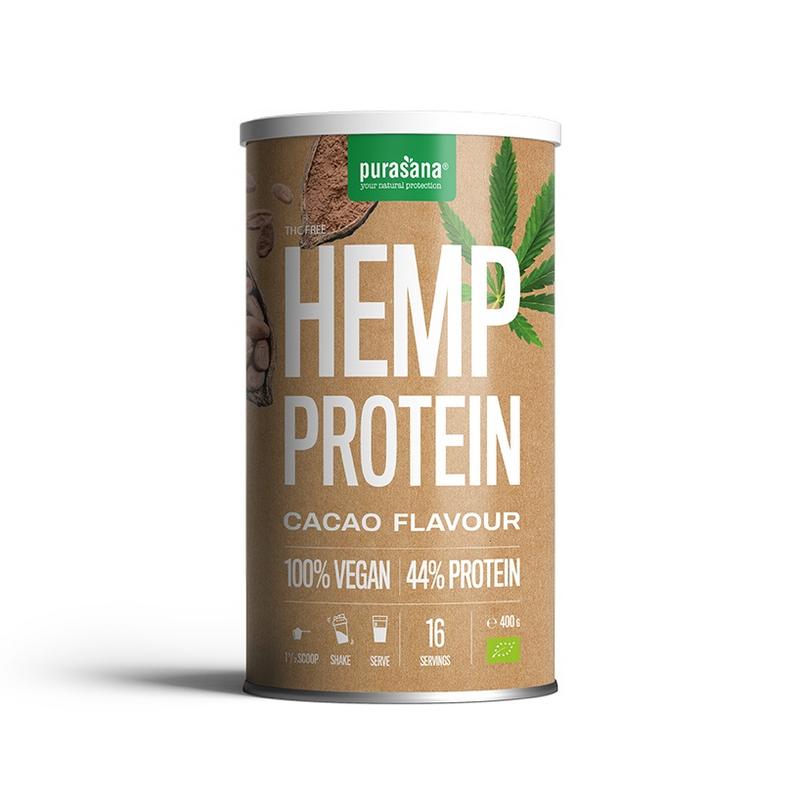 Purasana Proteine hennep cacao vegan bio 400 gram