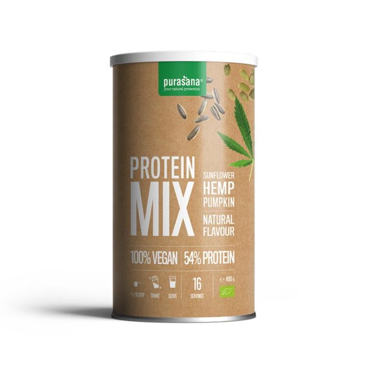 Purasana Proteine zonnebloem hennep pompoen vegan bio 400 gram