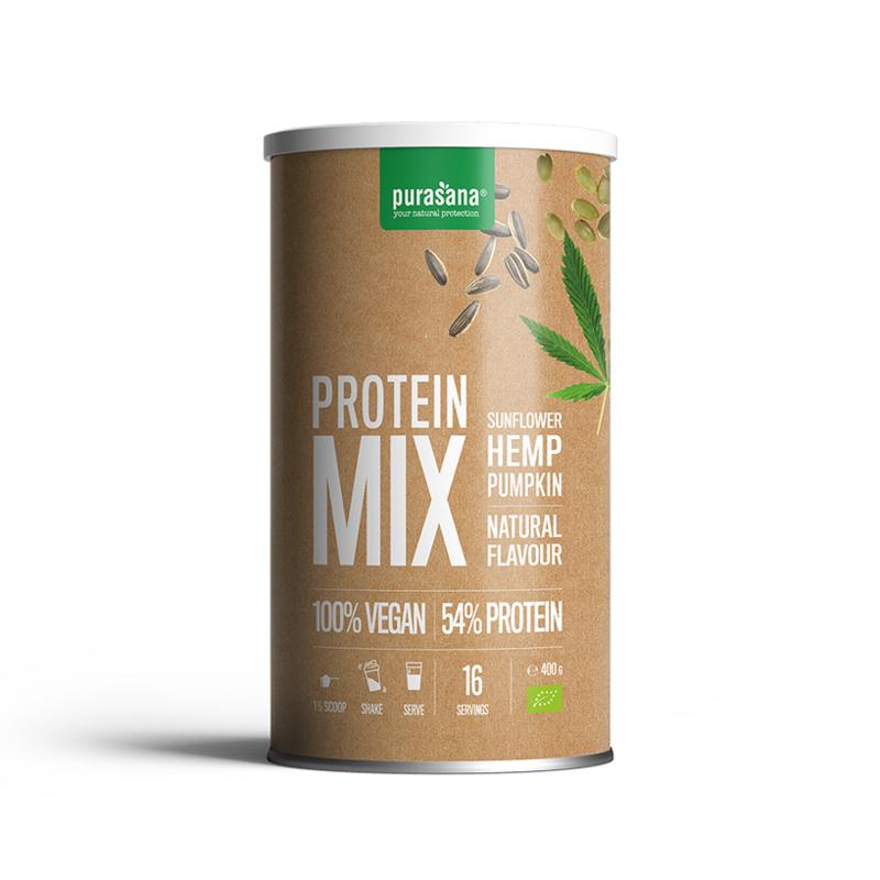 Purasana Proteine zonnebloem hennep pompoen vegan bio 400 gram
