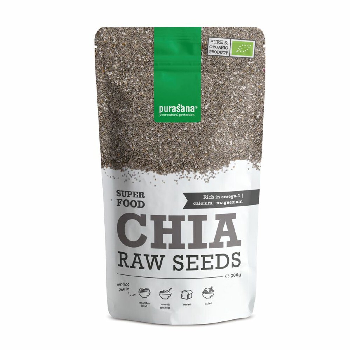 Purasana Superfood Chiazaden Bio - 3 x 200 gr - Voordeelverpakking