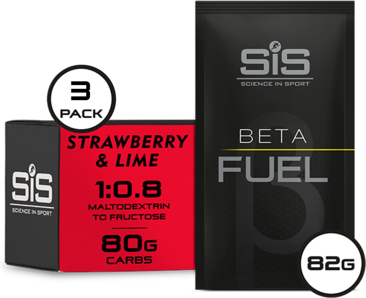 Science in Sport - SIS Beta Fuel 80 Poeder - Dual Source Energy Drink - 1 : 0,8 Maltodextrine Fructose verhouding - Strawberry & Lime Smaak - 3 x 82 gram